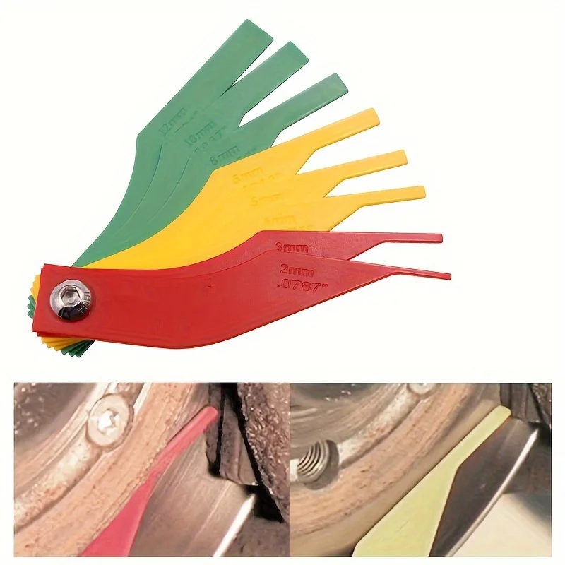 8-in-1 Car Brake Pad Measuring Tool Gauge Feeler Tester Lining Thickness Wear Meter Handy Scale for Automotive Maintenance