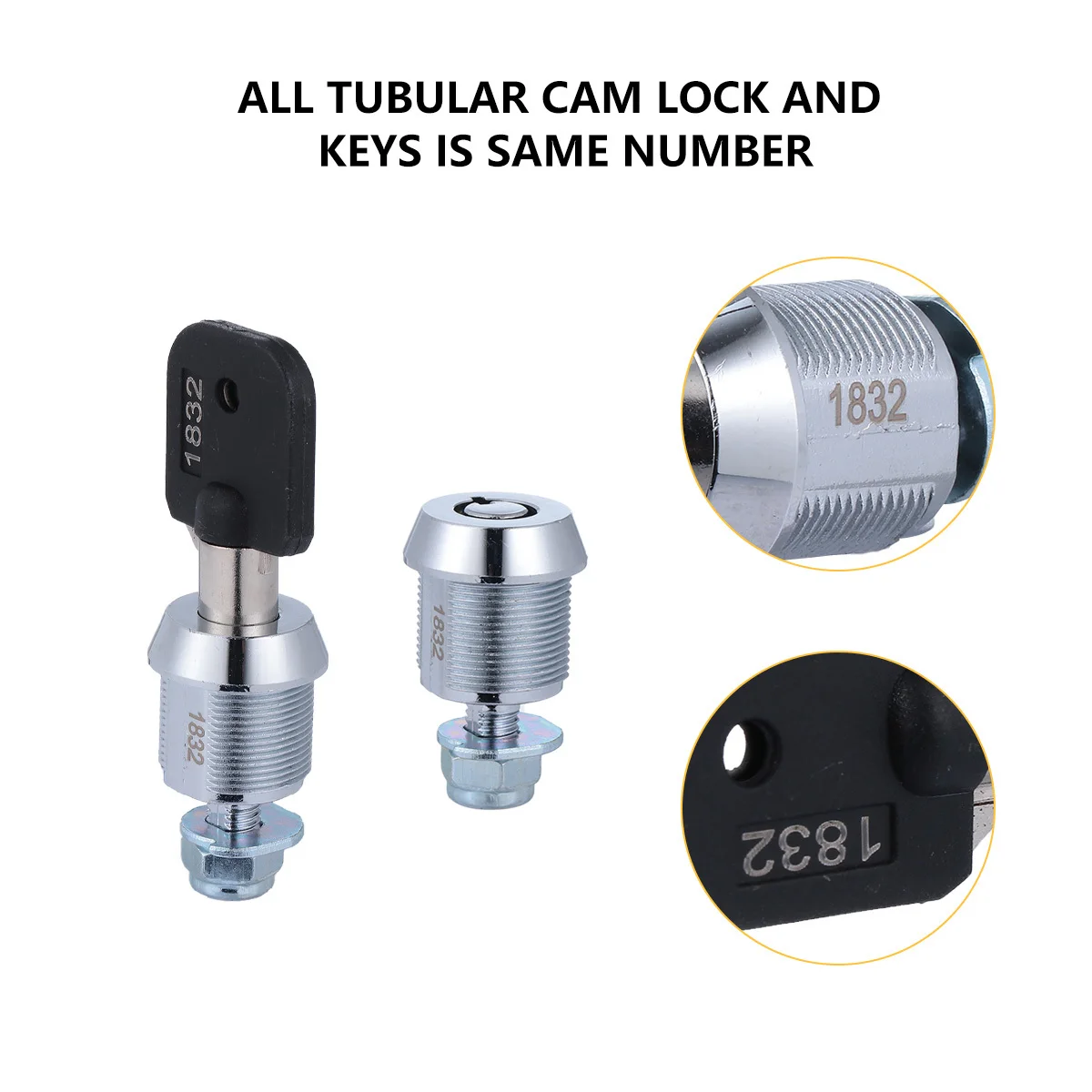 Set di serrature a camma tubolari da 2 pezzi Cam allentate adatte per la cassetta degli attrezzi della macchina arcade Cassetto della scrivania dell'armadio Porta del camper Serratura a stantuffo in miniatura