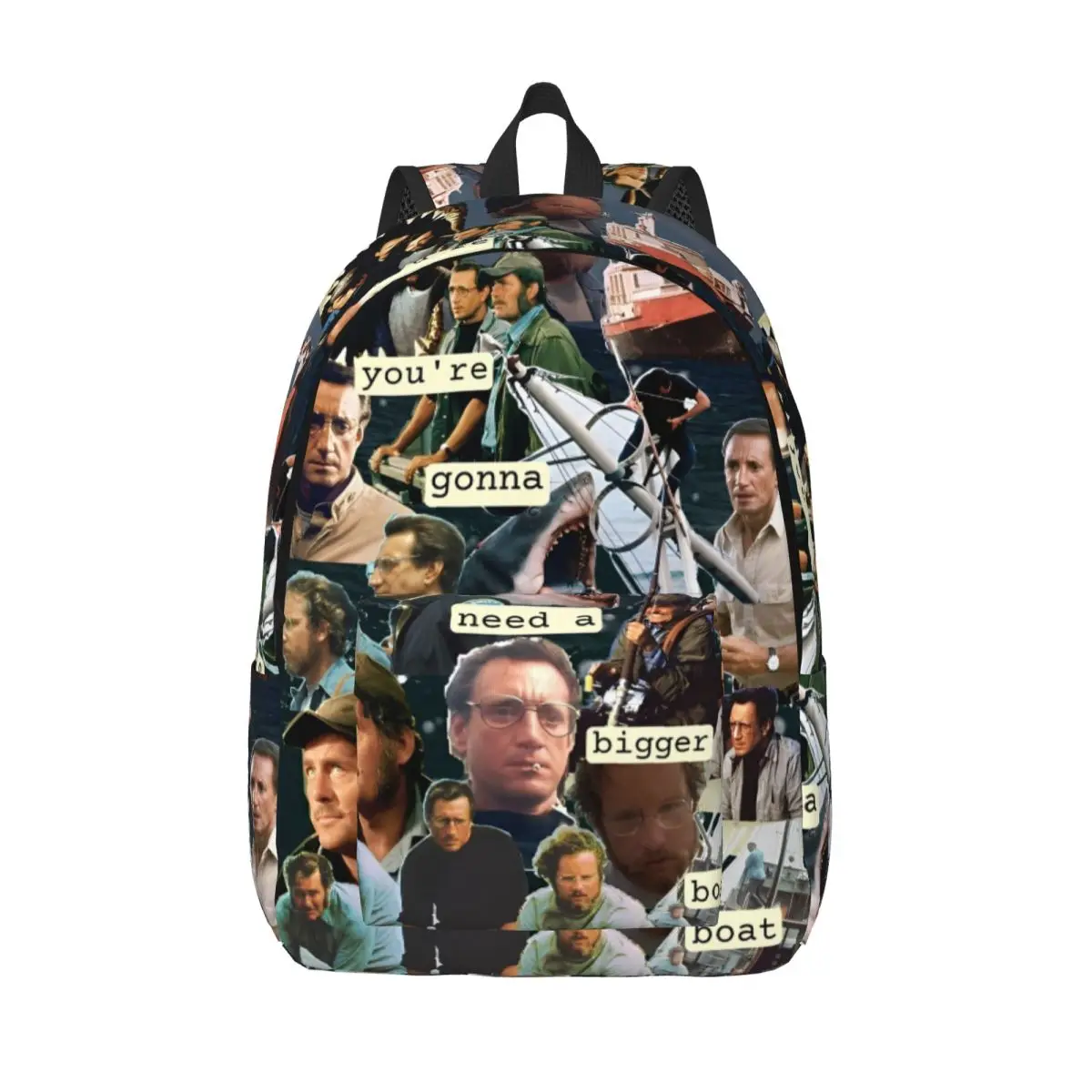 Jaw-Shark Classic Film Amity Island Backpack for Men Women Casual High School Work Daypack Horror College Shoulder Bag Outdoor