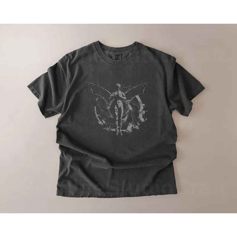 Fallen Angel Pattern T-shirt - Gothic Decadent Style Men's T-shirt Summer New Style Unisex T-shirt