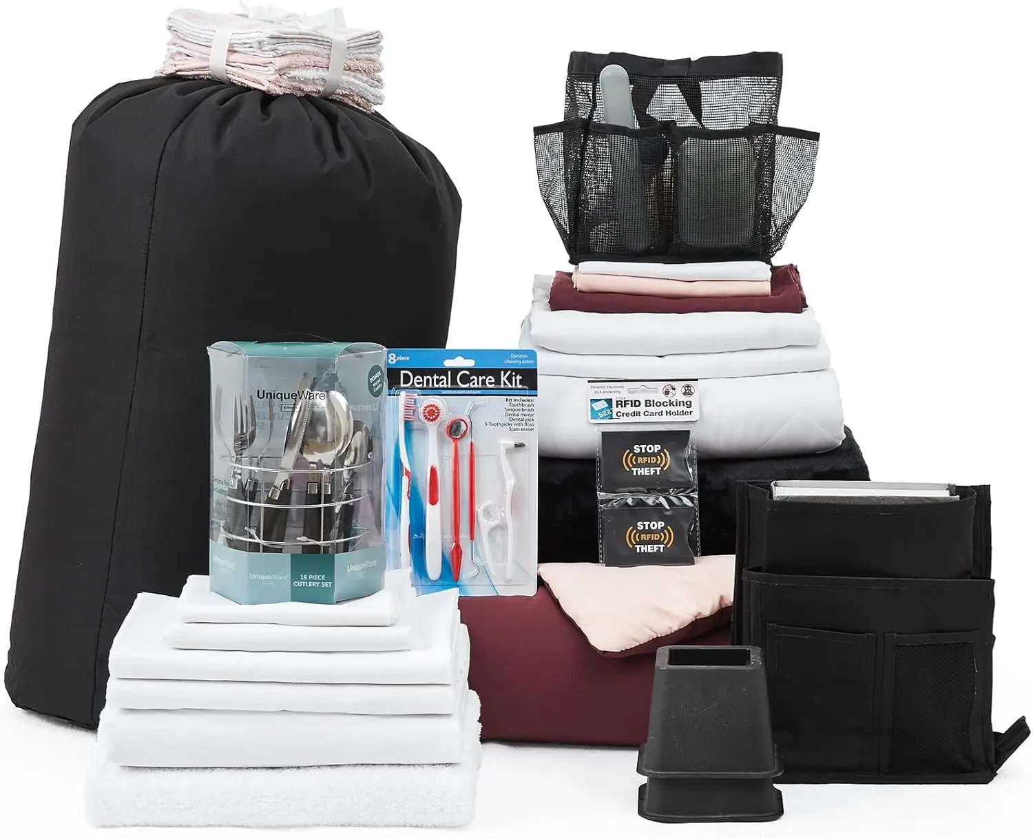 The 44-Piece College Dorm Essentials Package - Totally Complete - Windsor Wine/Pale Dogwood Twin Xl Bedding Set