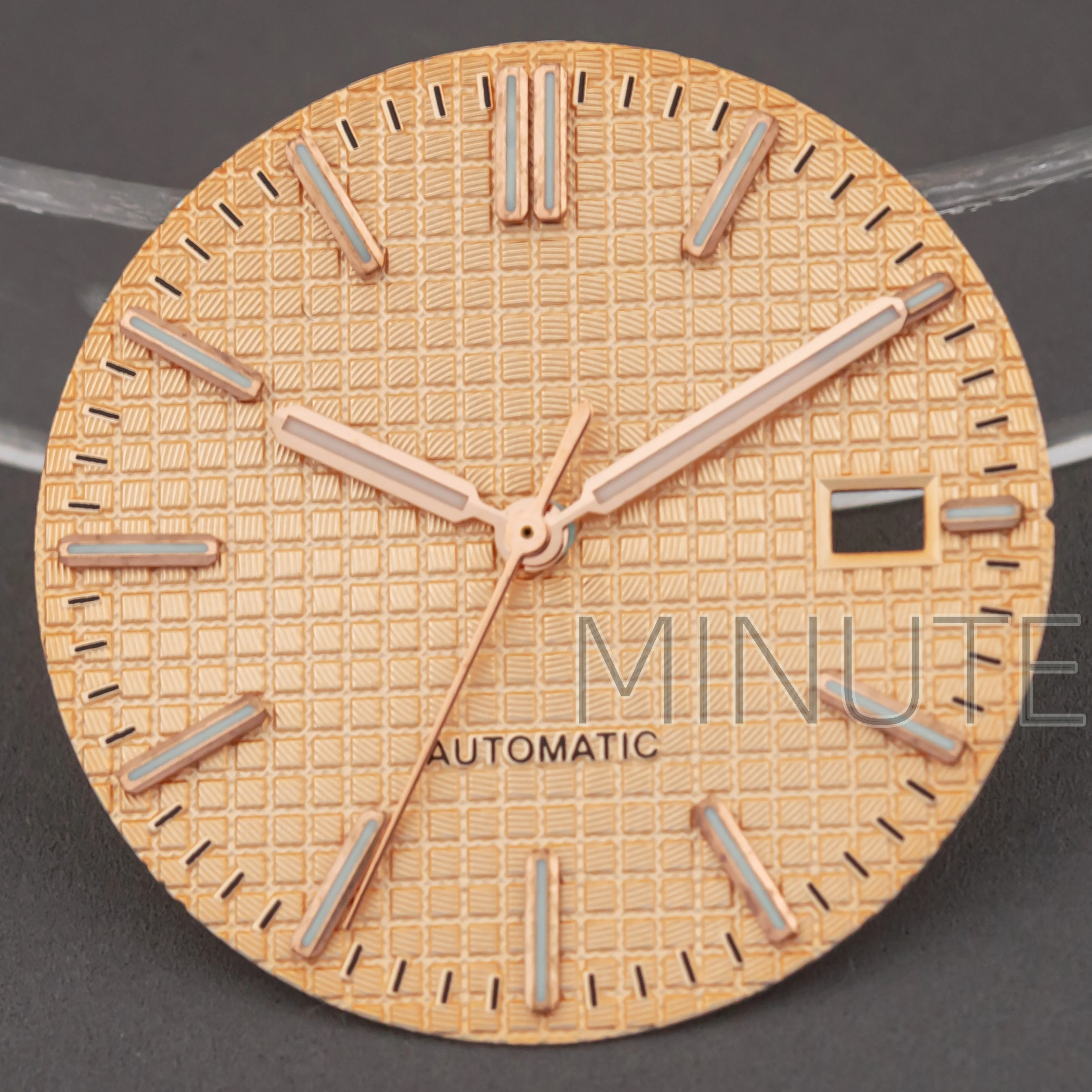 31.8 مللي متر NH35 الهاتفي الأيدي الأخضر مضيئة أسود أزرق ارتفع الذهب ساعة الطلب لحركة NH36 رويال أوك حافظة ساعة اكسسوارات أجزاء