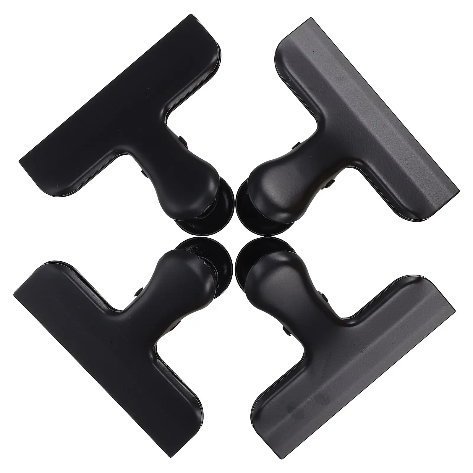 

4pcs Snack Clips Stainless Steel Food Bag Sealer Black Home Storage Vacuum Seal Effect Fresh Keeping Kitchen Appliance