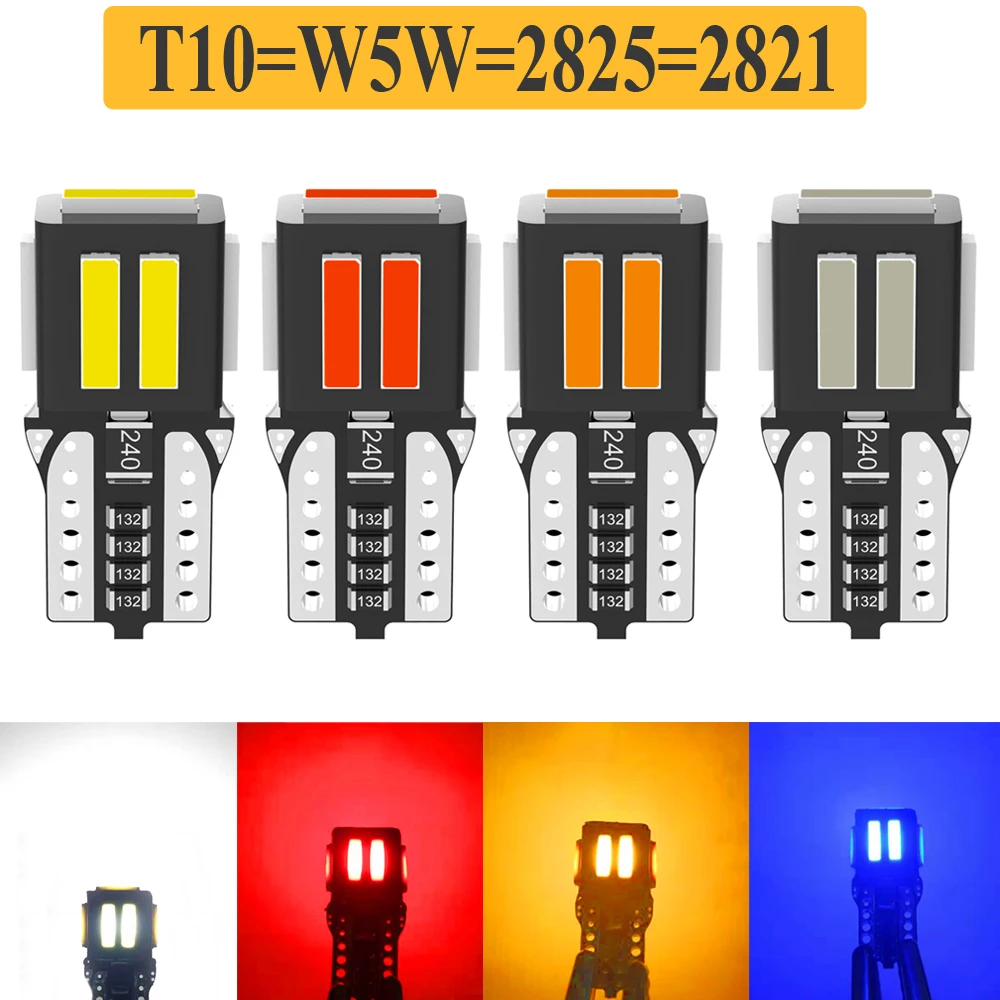 2pcs High Quality Super Bright T10 W5W Car Interior Reading Dome Light Marker Lamp 168 194 LED Auto Wedge Parking Bulbs Orange