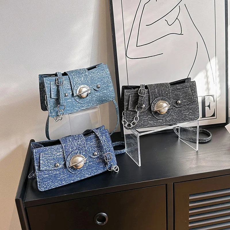 Vintage New Fashion Denim Women Bag Lady Handbags Shoulder Messenger Bag Jeans Women Shoulder Bags Women'S Tote Bag Cowboy Bags