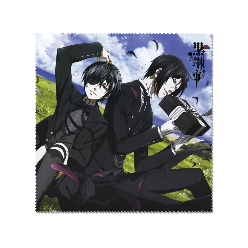 Black Butler Glasses Cloth Cartoon Anime Print Sebastian Michaelis Glasses Wipes Lens Cloth Defogger Eyeglasses Wipe Accessories