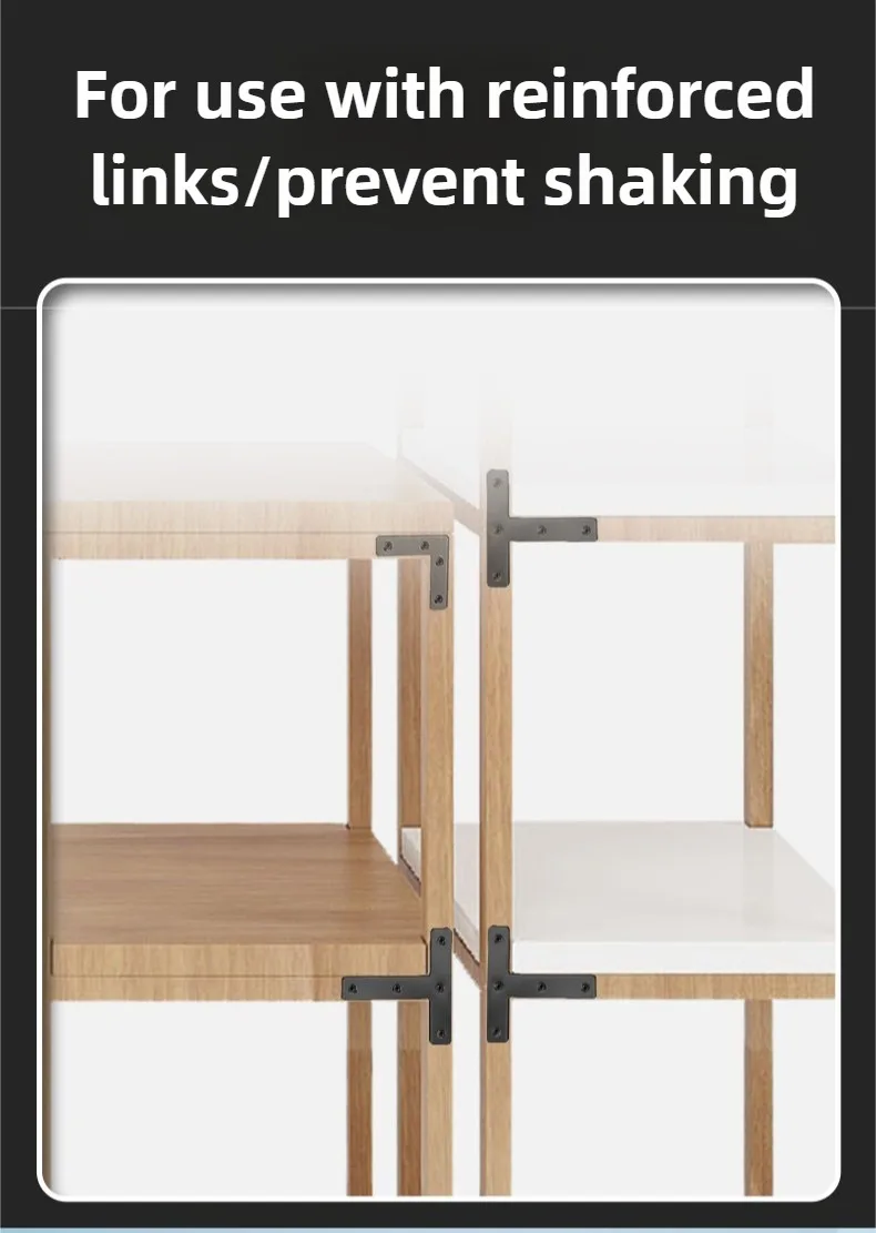 10 Stück, T&L Edelstahl-Eckverbinder, Schwarz, geeignet für Kleiderschrank-Verbindungsstücke, Regale, Tische 40/50/60/80mm – Detail 5