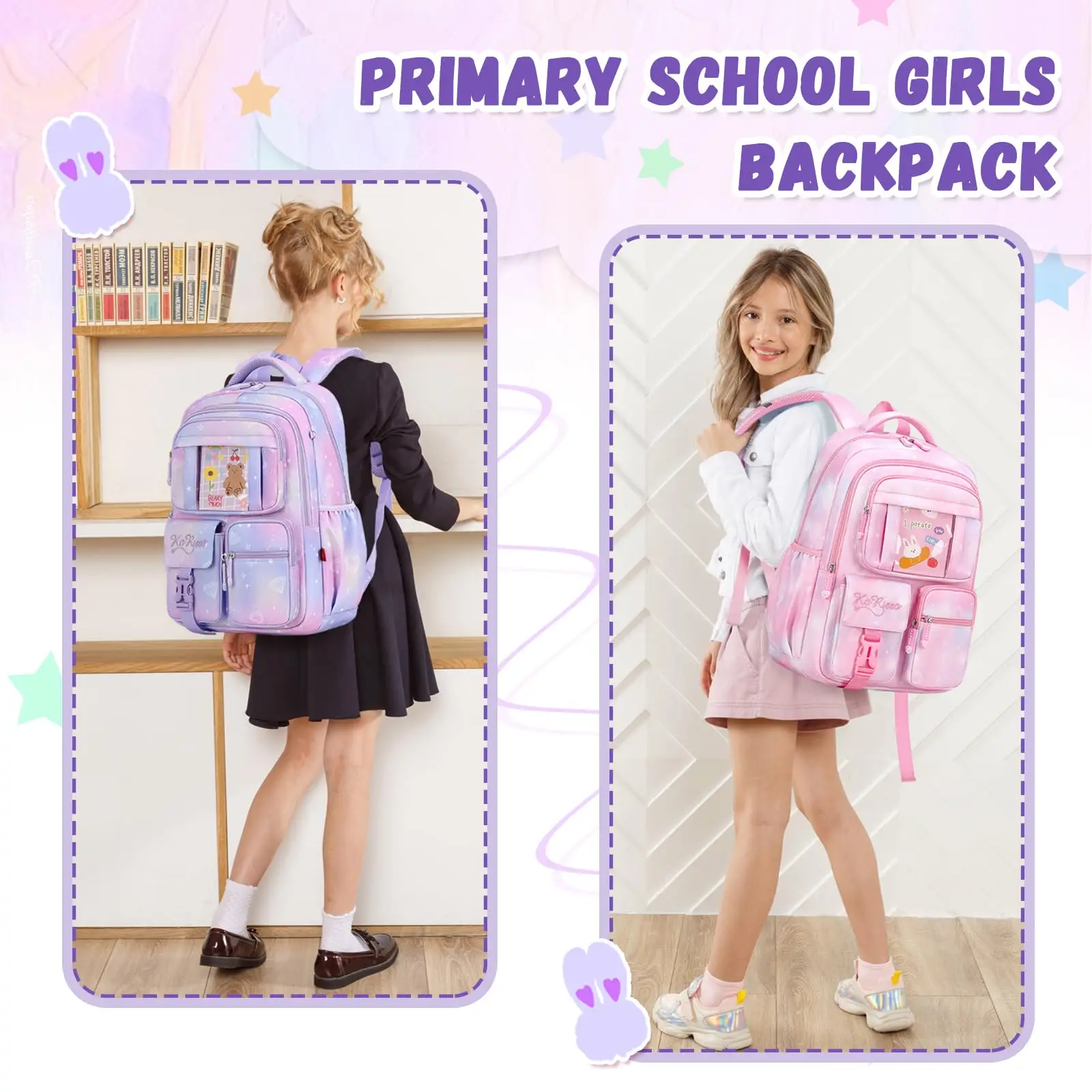 Mochila infantil para niñas - Mochilas escolares para estudiantes de secundaria - Bolsa de libros para la escuela primaria - Mochila Kawaii Ita