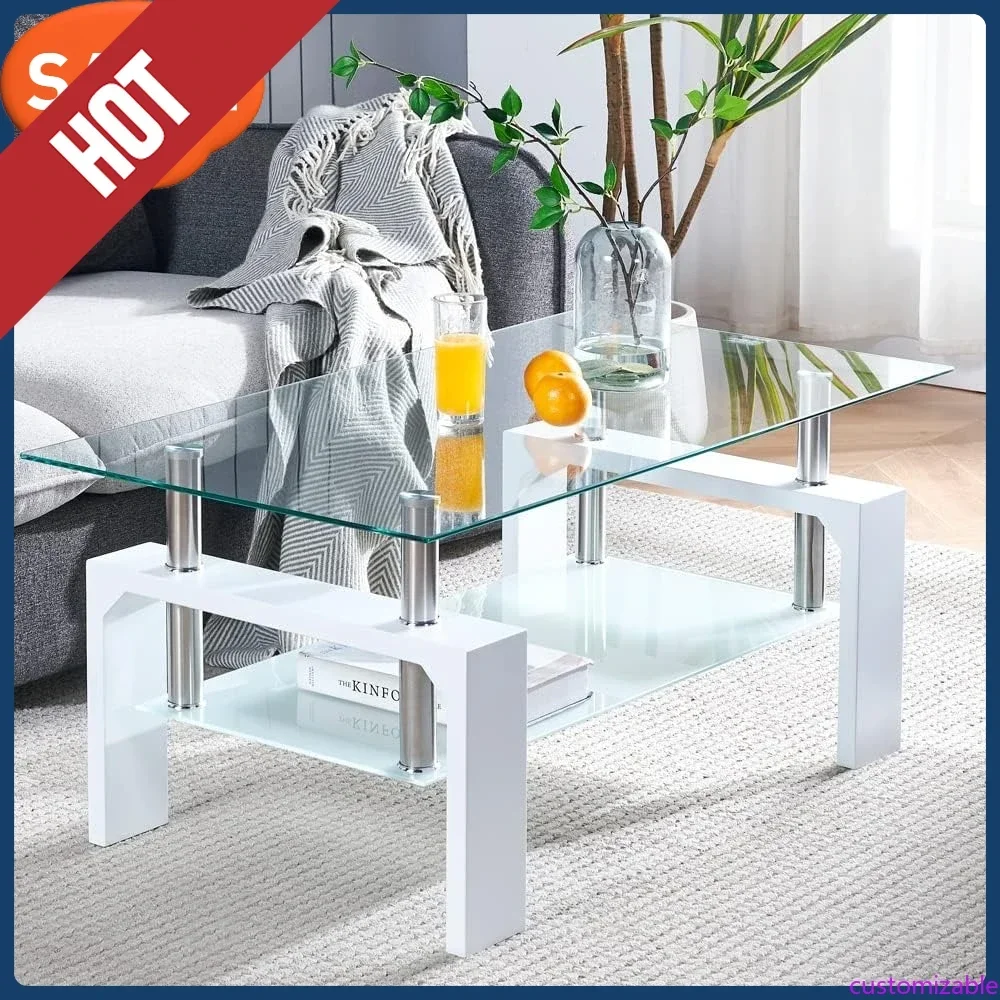 

Customizable-Living Room Rectangle Coffee Table, Tea Table Suitable For Waiting Room, Modern Side Coffee Table With Wooden Leg