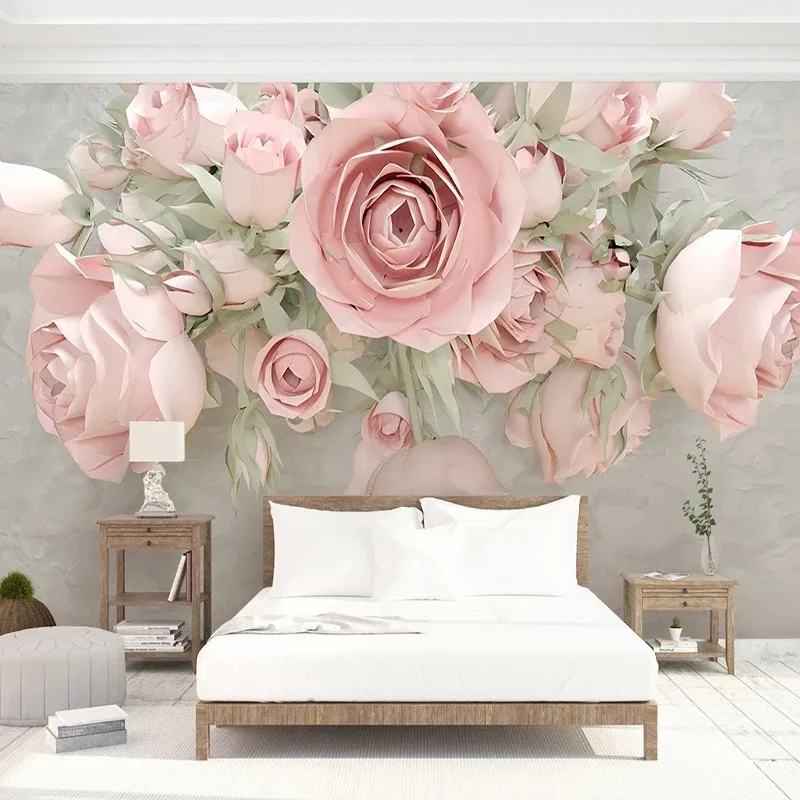 Papel Tapiz Wallpaper For Bedroom Walls 3D Embossed Non-woven Flower Floral Mural Living Room Sofa TV Background Decoration