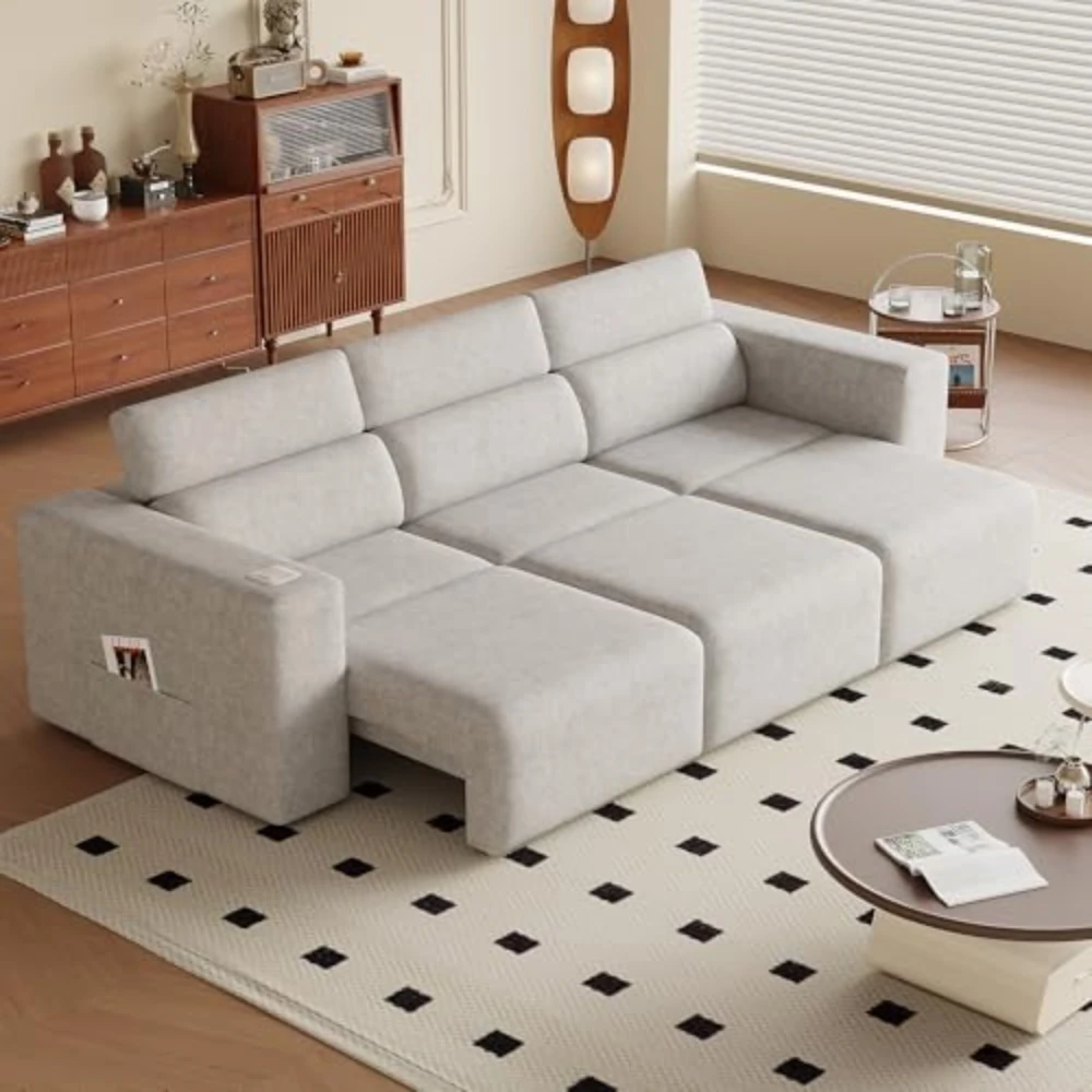 #￥Power Reclining Sofa Electric 3-Seat Modular Couch with Wireless Charging Power Recliner Couch for Living Room Home Theater