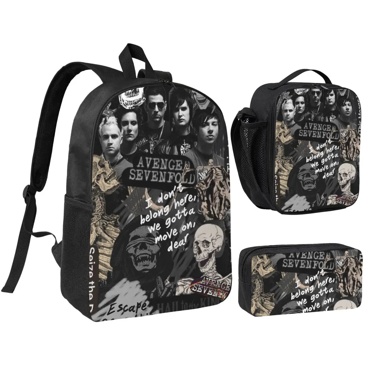 

Avenged Sevenfold Backpack Student Boys Girls BookBag School Bag Laptop Shoulder Bags 3ps Insulated Lunch Bag Pencil Case