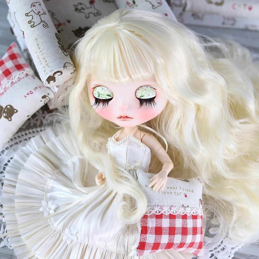 ICY DBS Blyth Doll Fair Skin Matte Face Spring Green Cactus Hand-Painted Makeup Doll with Dress Shoes 19 Joints Body Girls Gifts