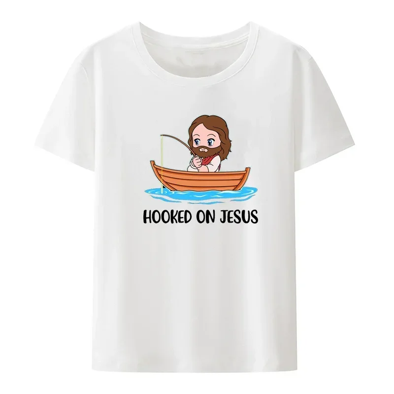 Moshi Jesus Desu Fun printed T-shirt Breathable casual Roupas Masculinas Koszulki everyday gender-neutral short-sleeved top