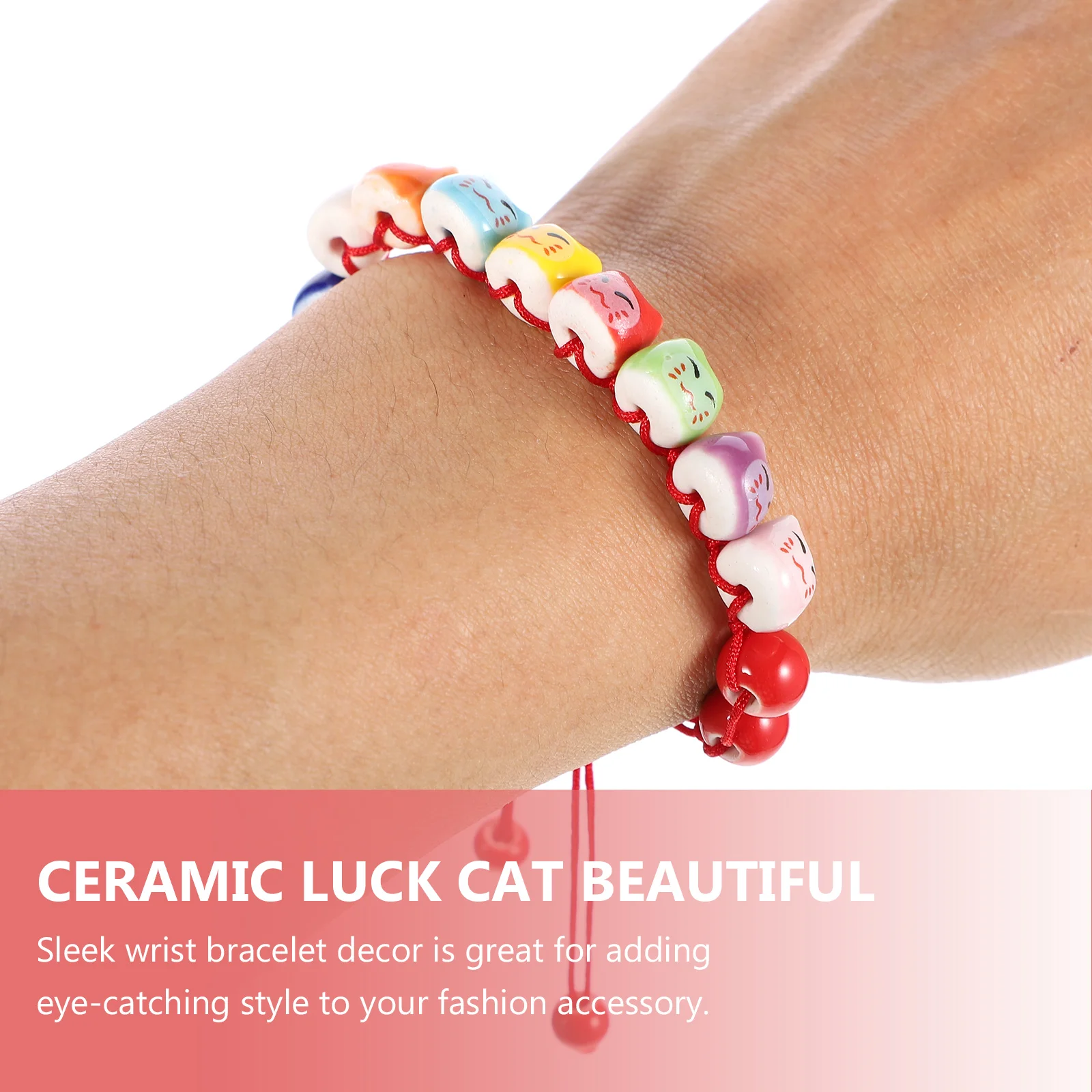 

Cute Fortune Cat Charm Beaded Bracelet Adjustable For Women Bracelet Personalized Skin-Friendly Wrist Accessory Gift