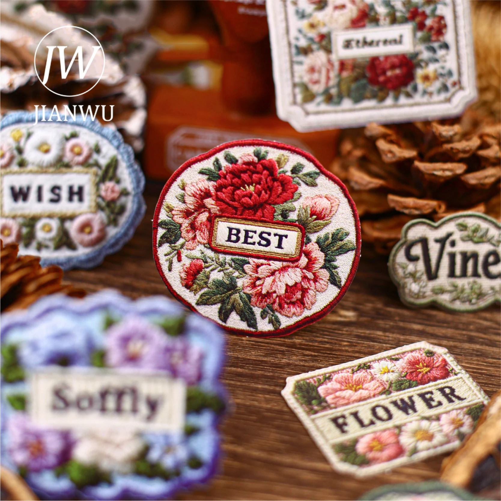 JIANWU Patch Series Vintage Flower Label Landscape Material Collage Scrapbooking Sticker Creative DIY Journal Stationery
