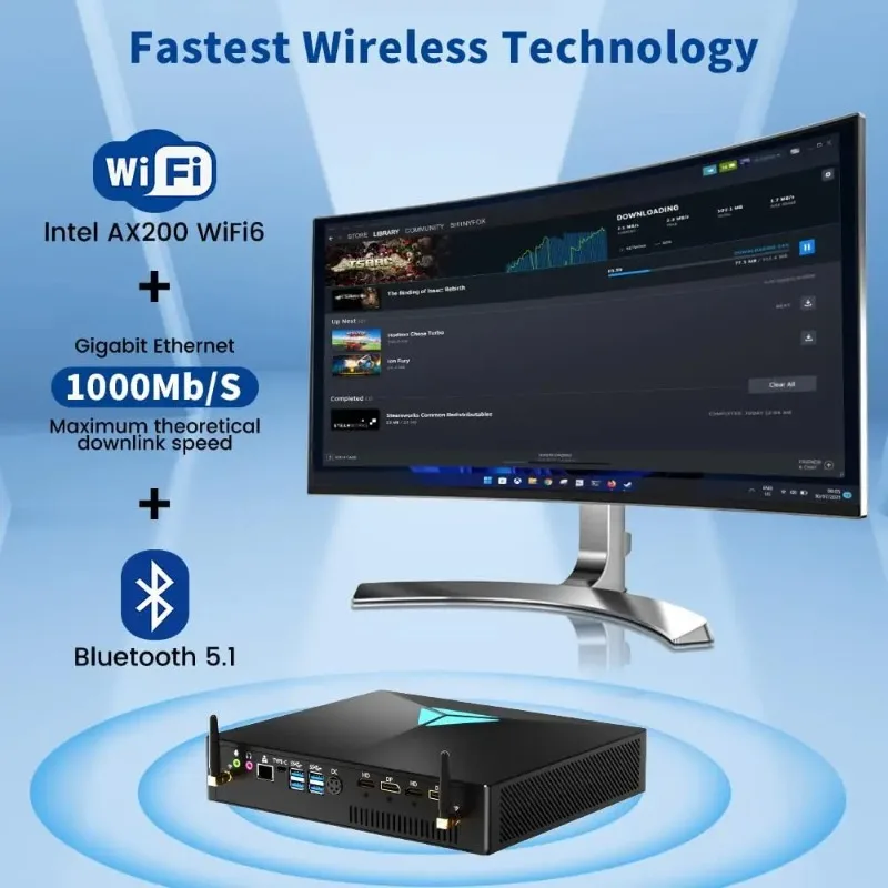 【New Arrival】Mini Desktop PC I7 9700F Win 11 Pro Gaming Computer GeForce RTX3050 8G 8K HD X 2 DP X 2 Four Display WiFi6 For Gami view 4
