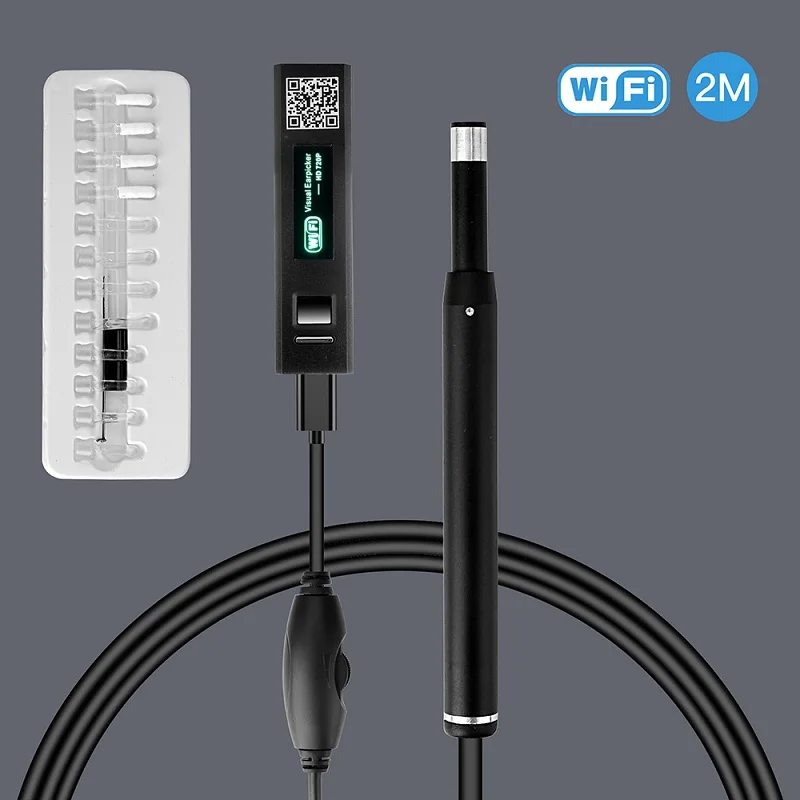 5.5mm Wireless WIFI Earpick Endoscopio CMOS Periscopio Rimozione cerume HD Earscope Cleaner Ispezione Orecchio Camera