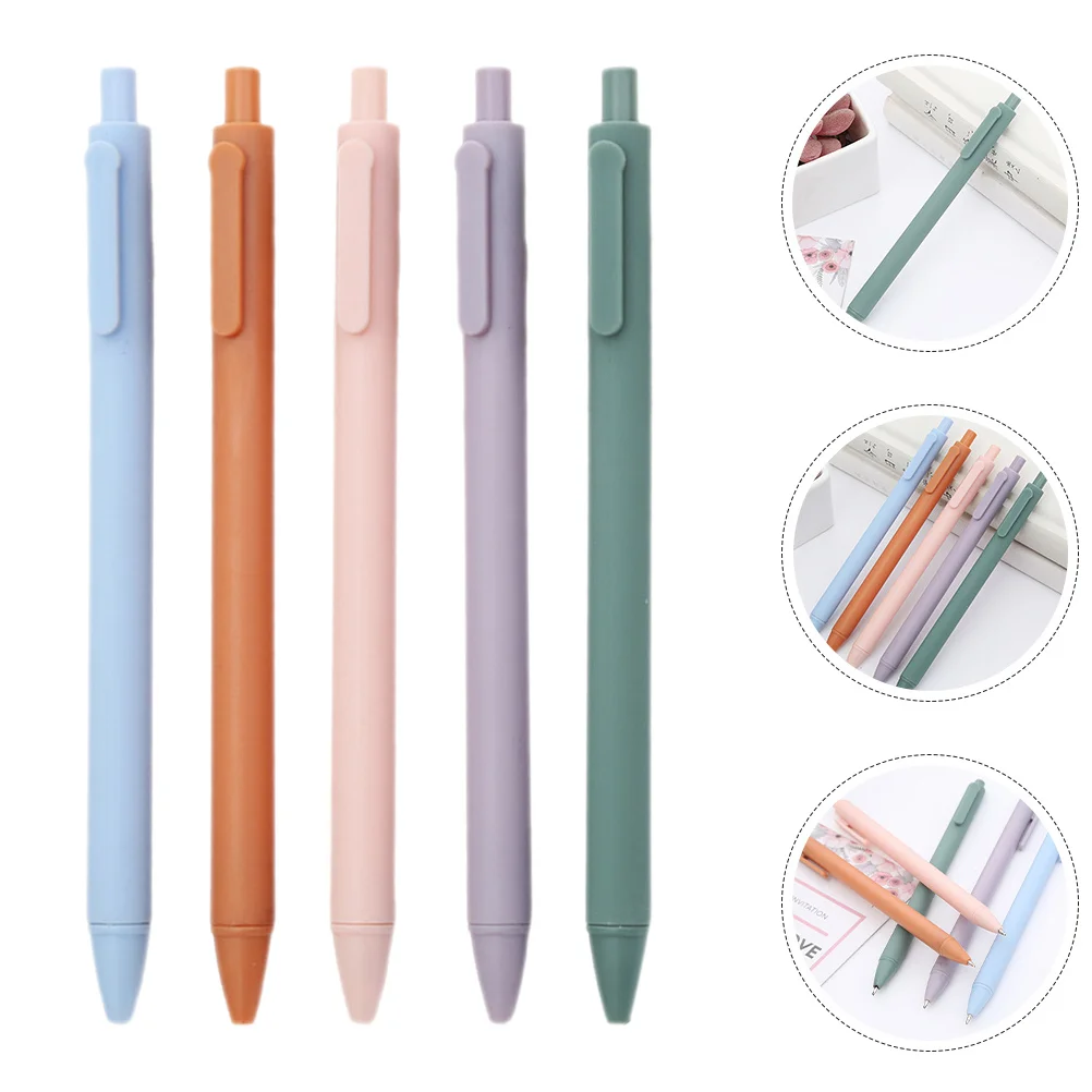 

5Pcs Press Type Simple Gel Pen Smooth and Fast Ink Perfect for Students Daily Notes Reusable Writing Instrument