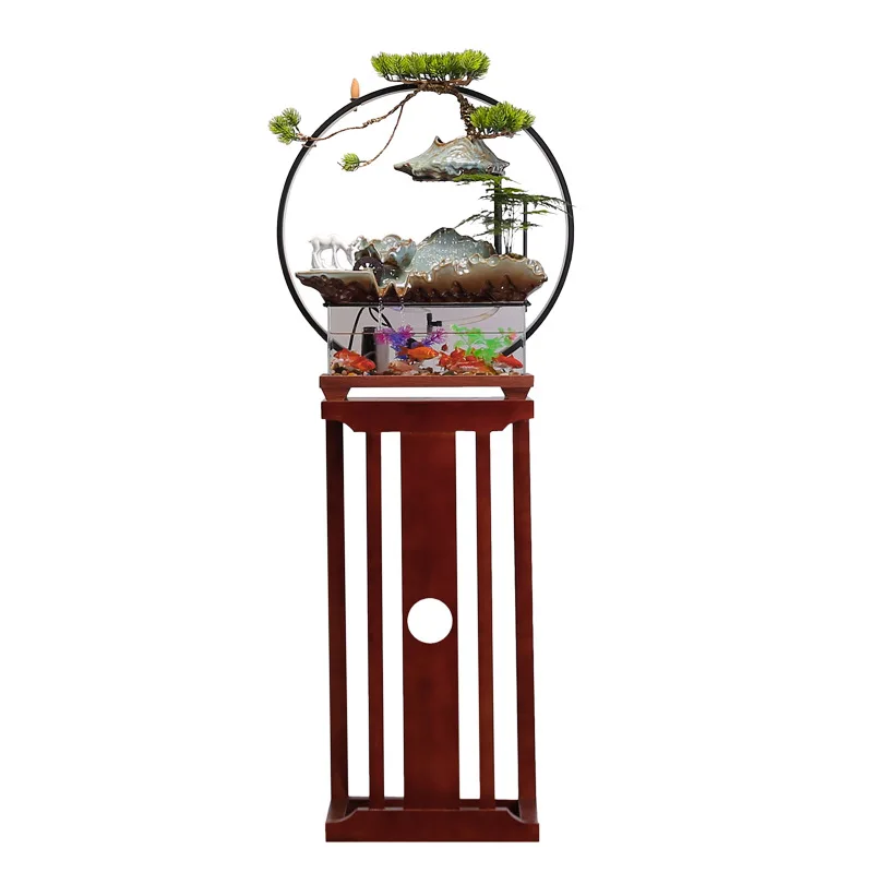 Yjq flowing water fountain living room entrance humidifier water feature office landscape interior decoration floor ornament