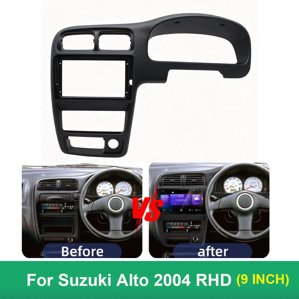 For Suzuki Alto 2004 RHD 9 Inch Car Radio Fascia Frame Dashboard Panel Stereo Installation Trim Bezel
