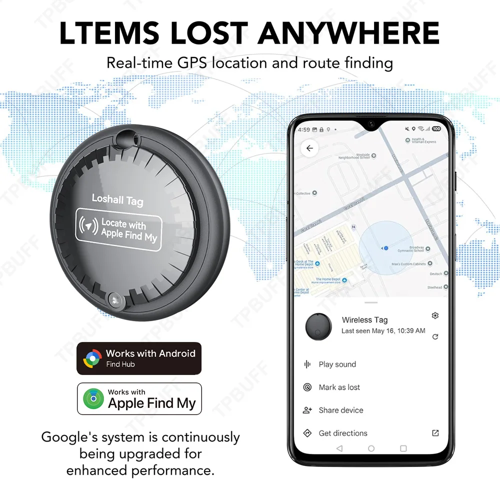 جوجل العثور على علامةي لتحديد المواقع المقتفي المحمولة لتحديد المواقع المقتفي مكافحة خسر إنذار لتحديد المواقع الأطفال جوجل Airtag أندرويد IOS لتحديد المواقع للدراجات