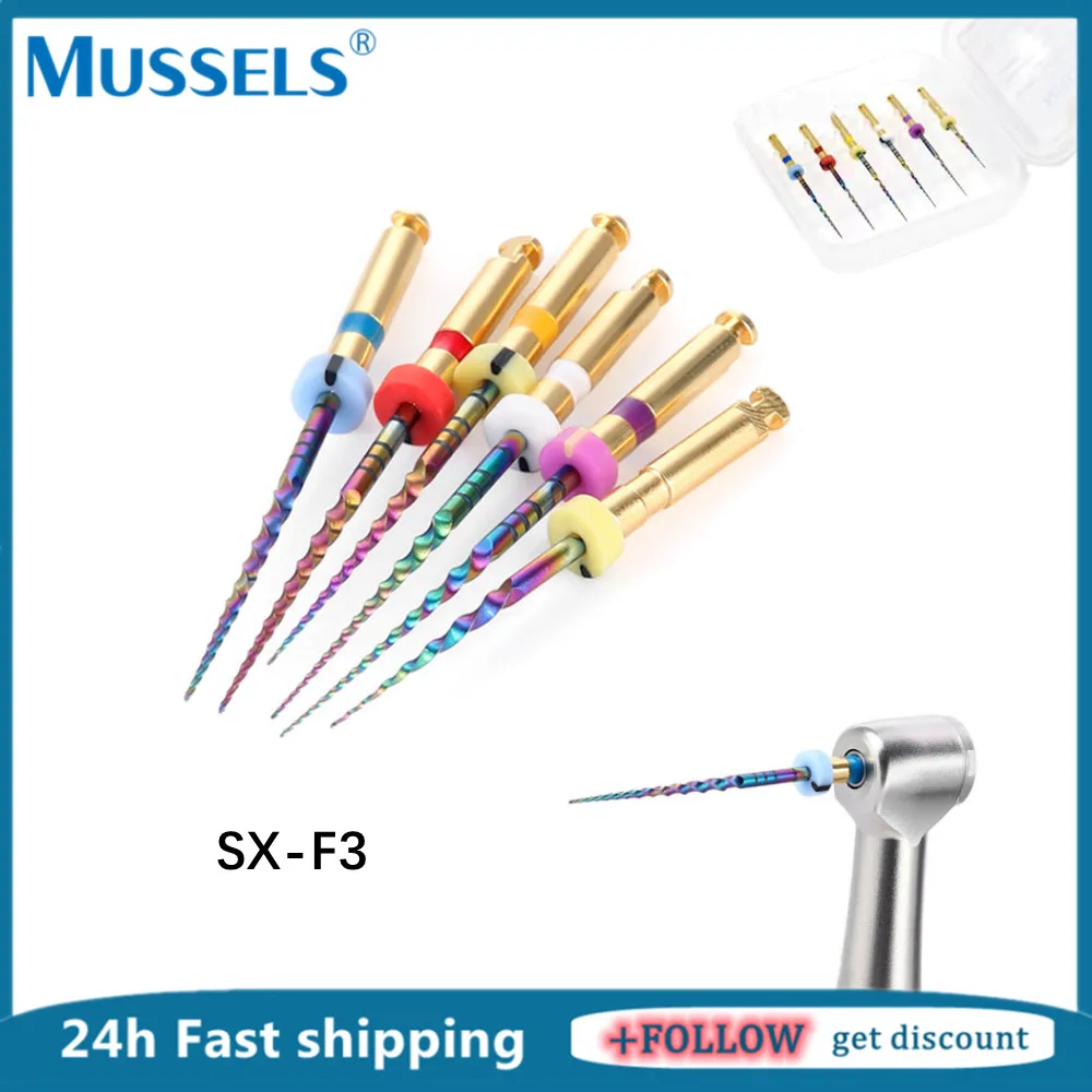 

6pcs Dental Rotary Rainbow Files Heat Thermal Activation Canal Root Super File Endodontic Cleaning Dentistry Needle SX-F3 Engine