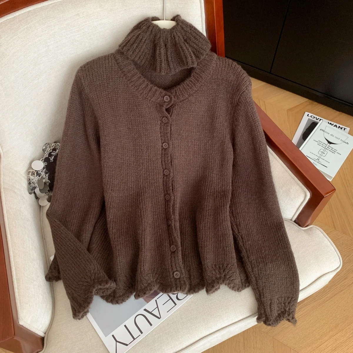 Dames kaki vest trui vintage jaren 2000 elegante trui gebreide lange mouwen Koreaanse trui herfst winter mode kleding 2025