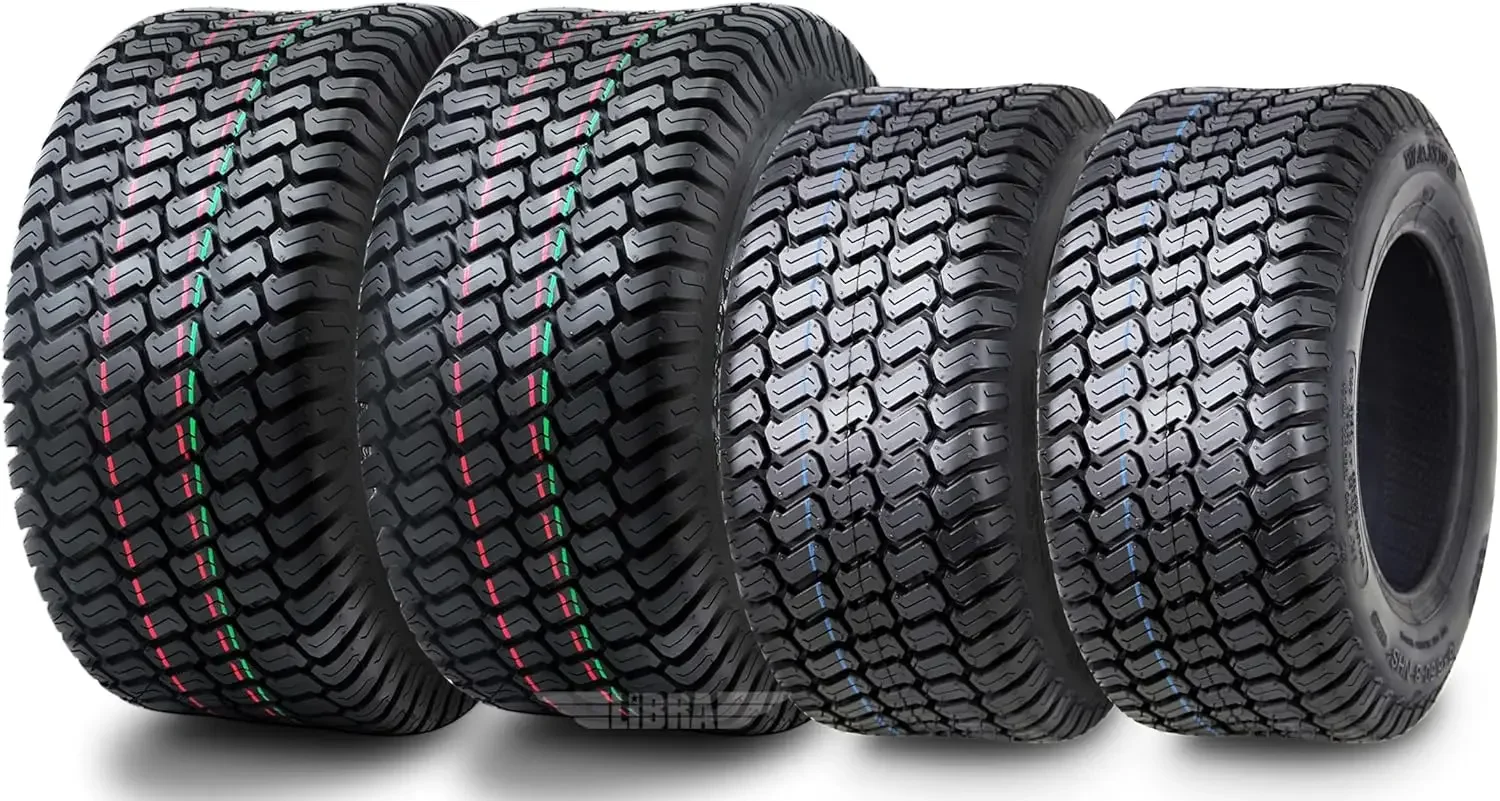 4 Pack 15x6-6 & 18x9.5-8 Ride Lawn Mower Turf Tires 4 PR Heavy Non-Directional Tires Set of Two Max Load Tire Lawn Accessory