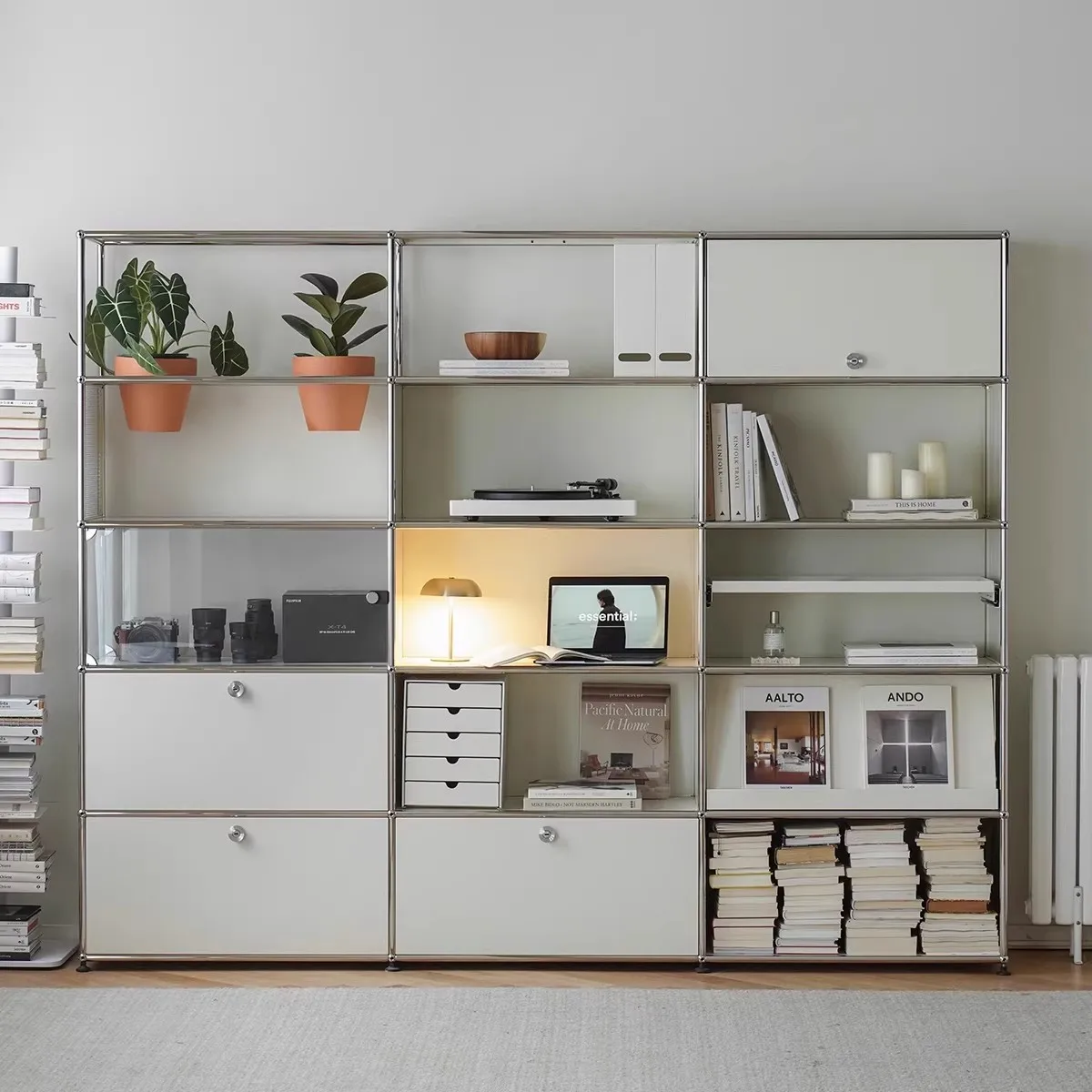 #Modern Korean Popular Multi-functional Storage Cabinet Stainless Steel Colors Optional Sideboard Living Room Modular Book Chest