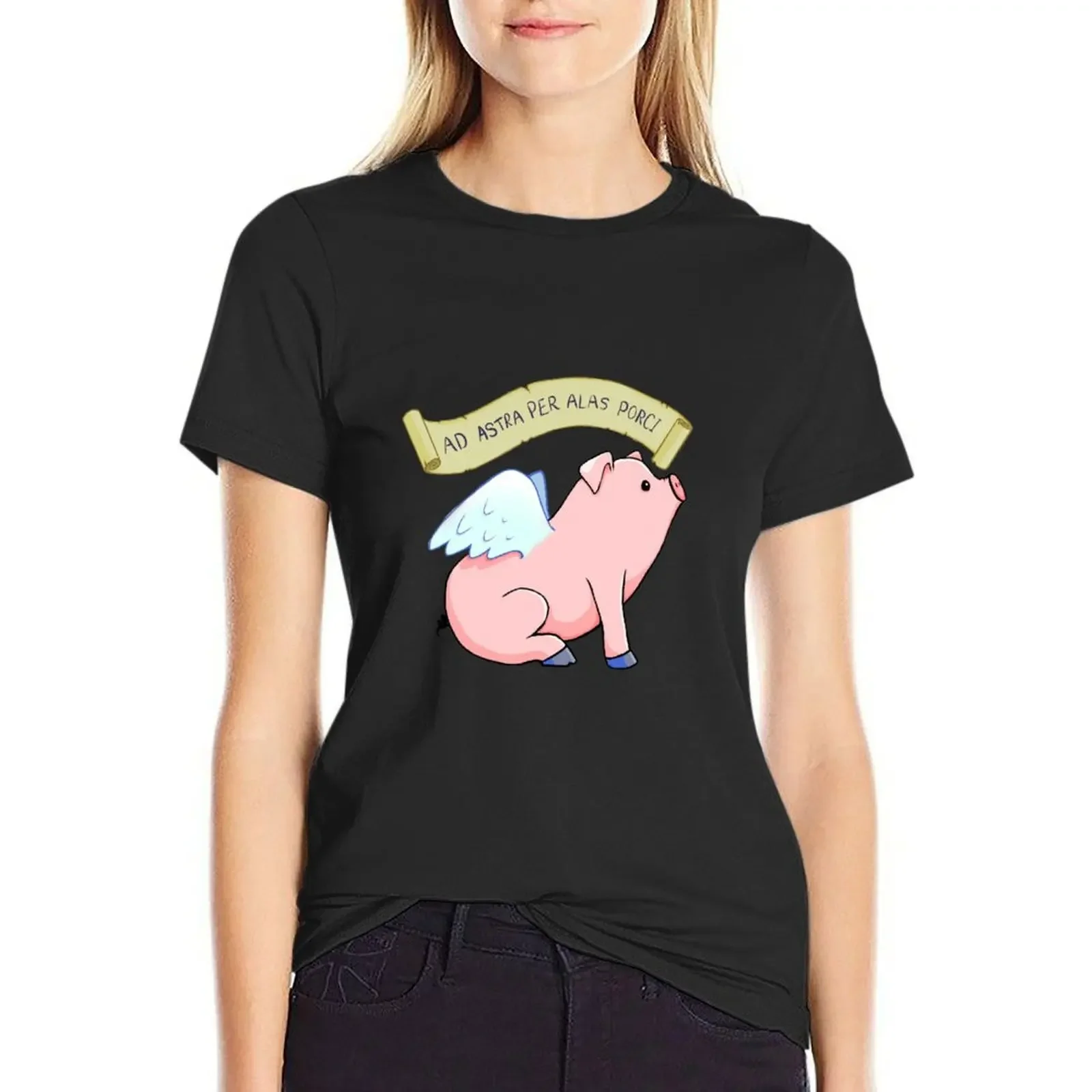 

To the Stars on the Wings of a Pig - Ad Astra Per Alas Porci T-Shirt tees quick-drying female western t-shirt dress for Women
