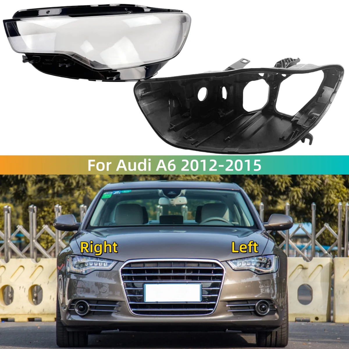 

For Audi A6 C7 2012 2013 2014 Car Interior Replacement Parts Headlight Rubber Cover Headlights Black House