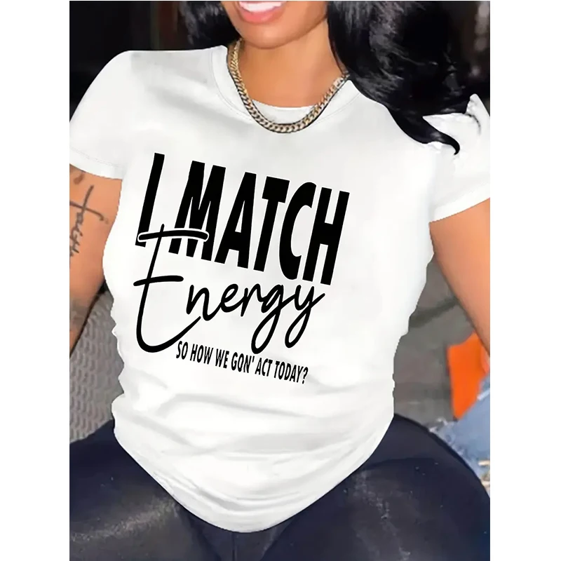 

Women's Inspirational Letter Print T-Shirt Short Sleeve Crew Neck Casual Tees Tops Spring Summer Vintage Tshirt Y2k Clothing