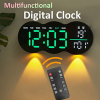Digital Wall Clock with Ambient Light Table/Hanging LED Alarm Clock Multifunctional Alarm Clock Home Decoration Remote Control