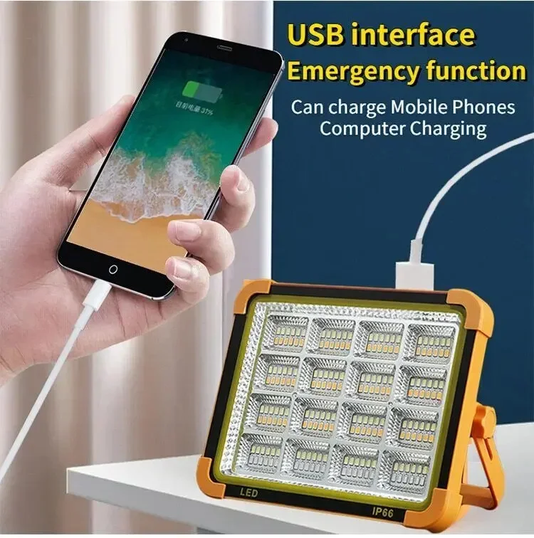 Luz de inundação solar recarregável, Refletor LED portátil, Refletor ao ar livre, Projectores, 20000LM, 12000MAH