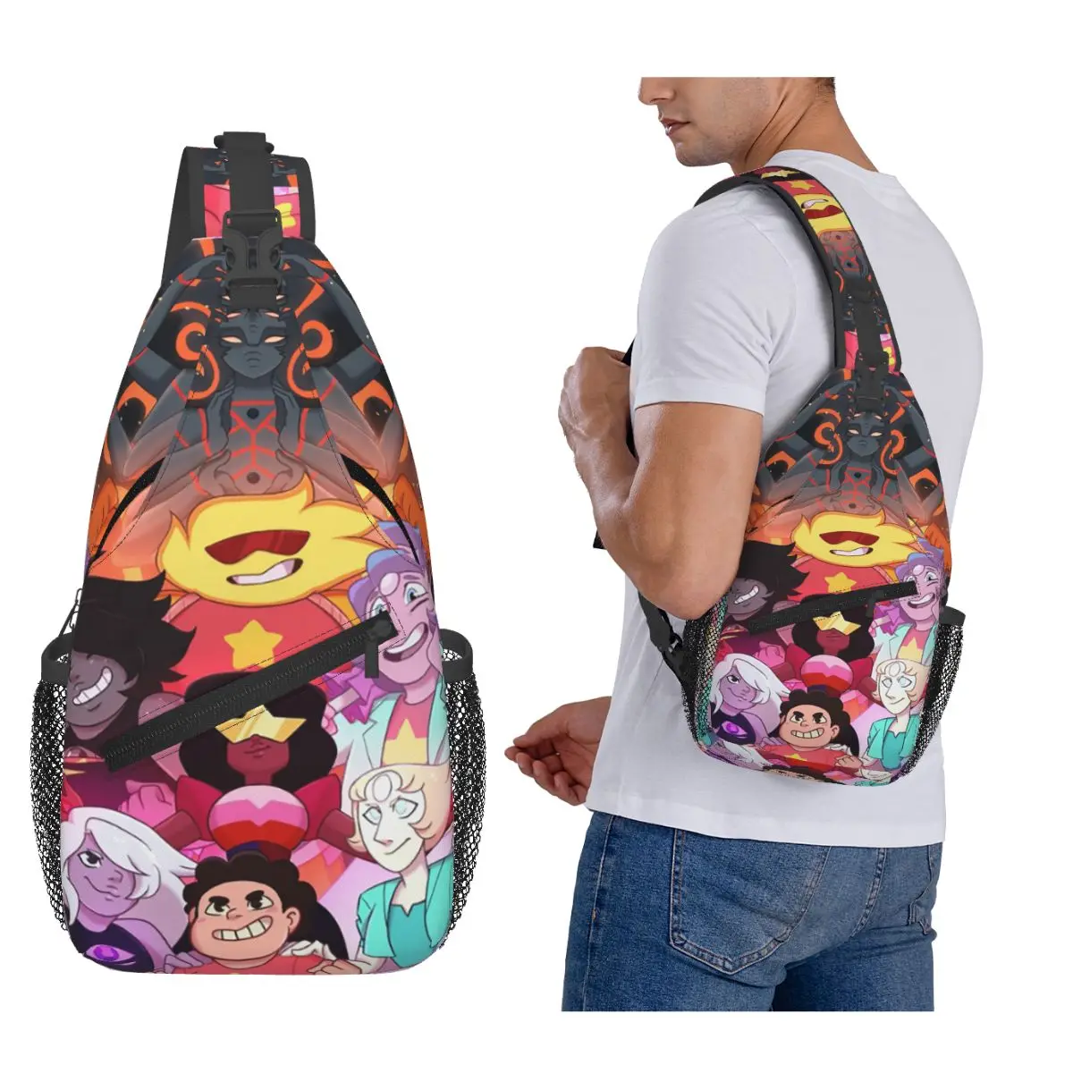 

Steven Universe Chest Bag Men Sling Crossbody Backpack Chest Bag Travel Hiking Daypack Shoulder Bag
