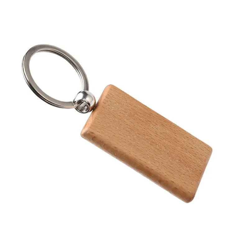 250 Blank Wooden Keychain Rectangular Engraving Key ID Can Be Engraved DIY
