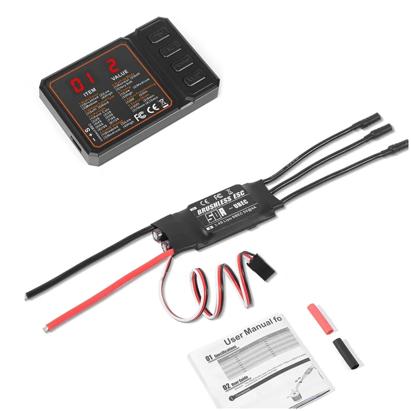 A72Z 50A Brushless ESC 2-3S Lipo Support BEC Output With Programming Card For RC Car Boat Aircraft DIY Parts