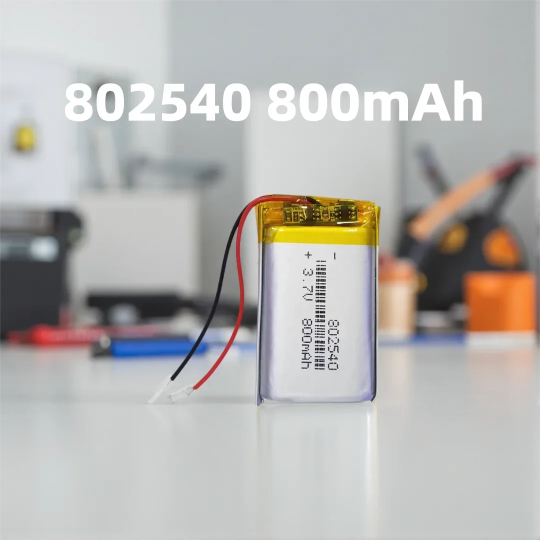 

802540 3.7V 800mAh Rechargeable Li-ion Battery for Mini Portable Electronics Wearables RC Toys Compatible 603040 402030 402050