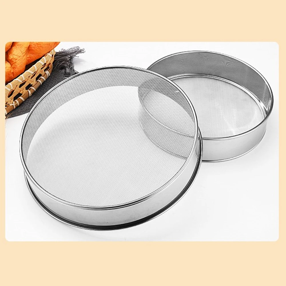 Hand Shake Flour Sieve Mirror Reflection Mesh Tight 304 20cm60 Mesh (with Ring) 201 30cm60 Mesh Kitchen Gadgets Baking Basket