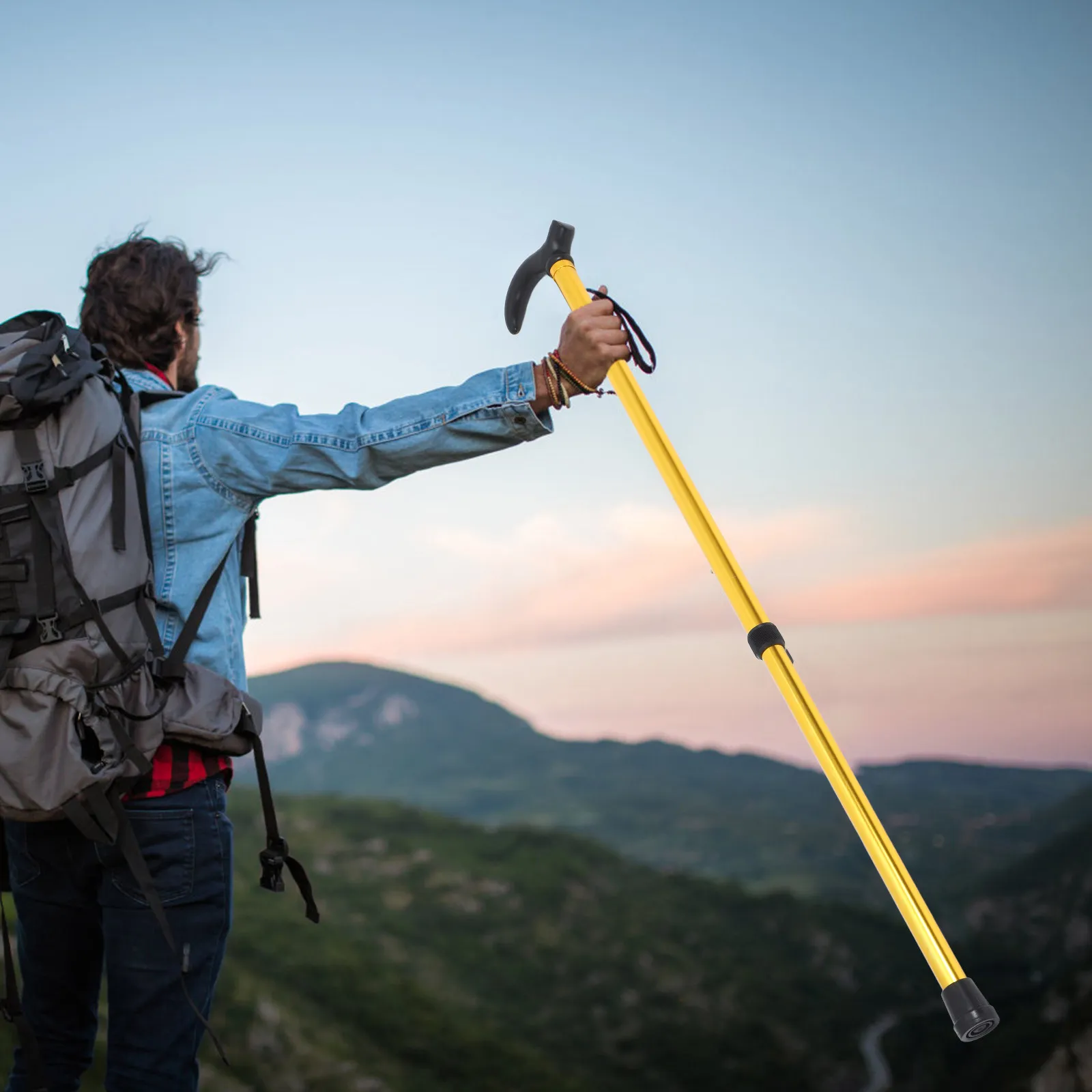 Telescopic Adjustable Walking Stick Lightweight Collapsible Aluminum Alloy Nonslip Grip for Seniors Hiking Travel Stability