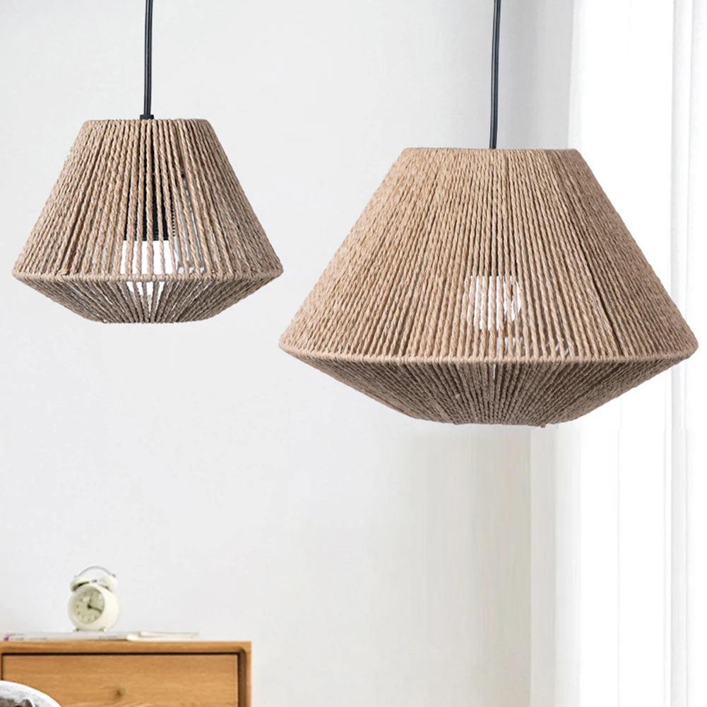 Woven Paper Rope Lamp Shade Simulation Rattan Light Shade for Table Lamp Lampshade for Floor Light for Bedroom Living Room Decor
