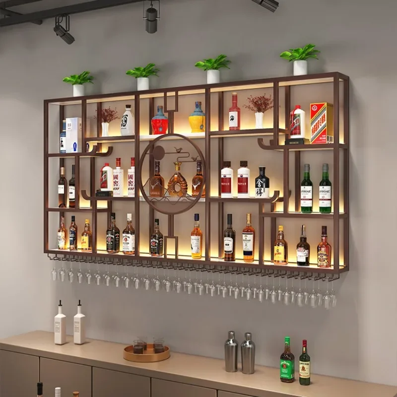 Wall Wine Shelf Bar Cabinet Liquor Showcase Whiskey Display Coffe Organizer Furniture Bottles Drink Vitrina Modern Nightclub