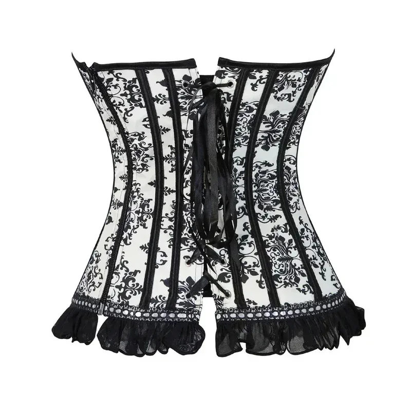 

CyWomen's Bustiers Corsets Lace Flower Print Corset Halter straps Brocade Gothic Sexy Lingerie Top Vintage Victoriano Bustier Ha