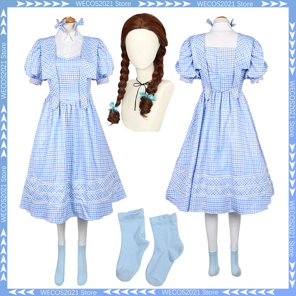 

Маскировка Wiked ​ Синее клетчатое платье для косплея 2 Дороти, костюм из фильма 2025 года на Хэллоуин для взрослых и женщин, нарядное платье для ролевых игр, праздничная ткань