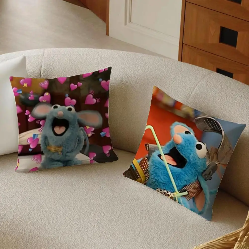 TV Blue Mouse T-Tutter Cushion Cover Daily Washable Linen Pillowcase Soft  for Sofa Bed Home Room Decor