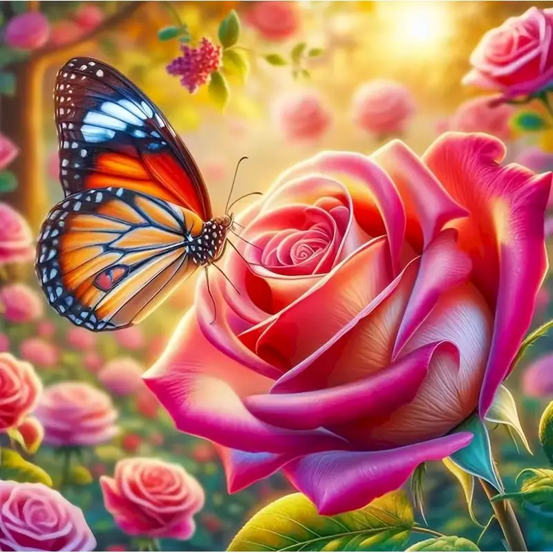 

GATYZTORY Full Square Round Diamond Mosaic Rose Painting Flower New Arrival Embroidery Needlework Handmade Gift