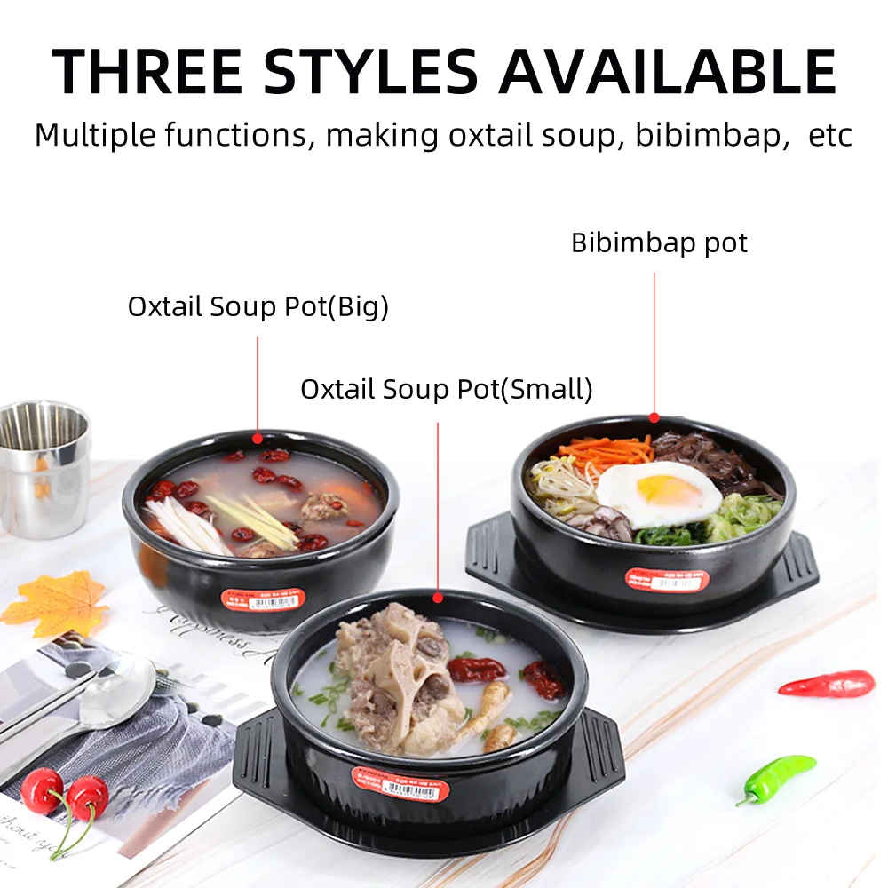 NEW Classic Korean stone pot Cuisine Sets Dolsot Stone Bowl Pot for Bibimbap Ceramic Soup Ramen Bowls Oxtail Soup Pot