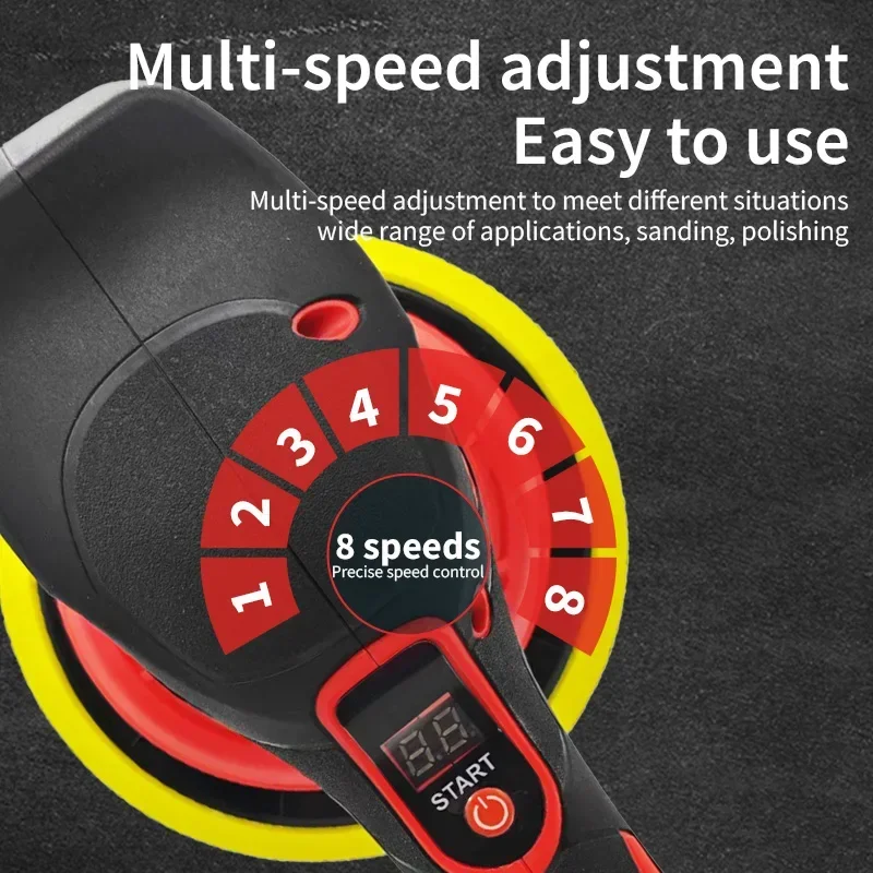 8 Gears Cordless Polisher Digital Display Electric Polisher Auto Car Waxing Polishing Machine Lithium For Milwaukee 18V Battery