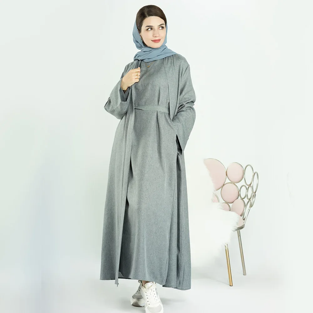 Cotton Linen Abaya Kimono Turkey Muslim Long Hijab Dress Abayas for Women Dubai Plain Kaftan Oufits Ramadan Eid Islamic Clothing